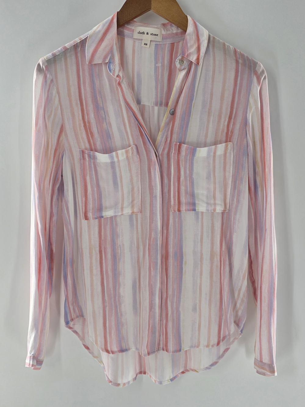 cloth & stone Pastel Multi-Stripe Button Up Long Sleeve Womens Size XSmall